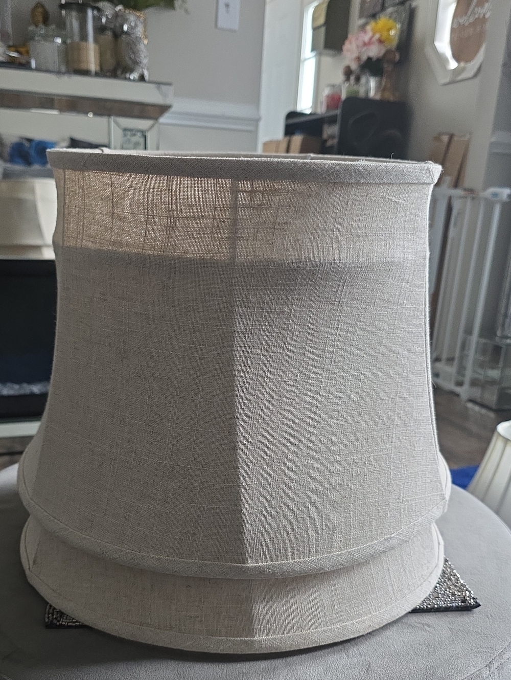 Neutral Linen Drum Lantern Shade - Light Beige
